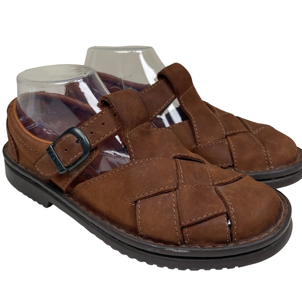 Josef Seibel Rosalie Fisherman Sandals Womens 38 Brown Woven Leather T-Strap